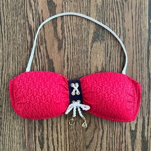 Sperry Top-Sider Nautical Anchor Bandeau Bikini Top - Ruby - Size M